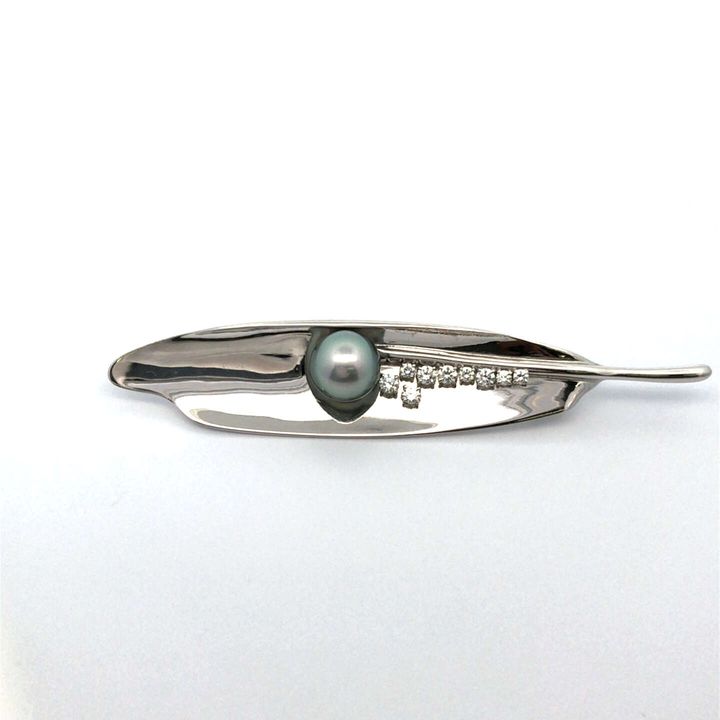ミキモト ブローチ WGK14 パール直径約10.7mm ダイヤ0.60ct