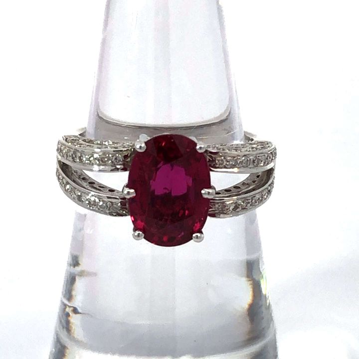 リング 750 約11.5号 ルビー3.19ct ダイヤ0.96ct