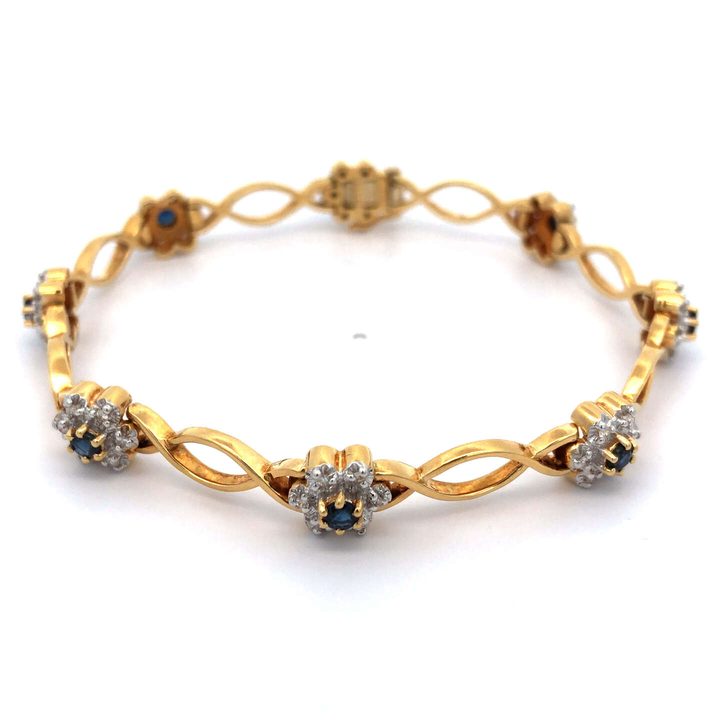 ブレスレット K18 内径約17.5㎝ サファイア1.01ct ダイヤ0.34ct