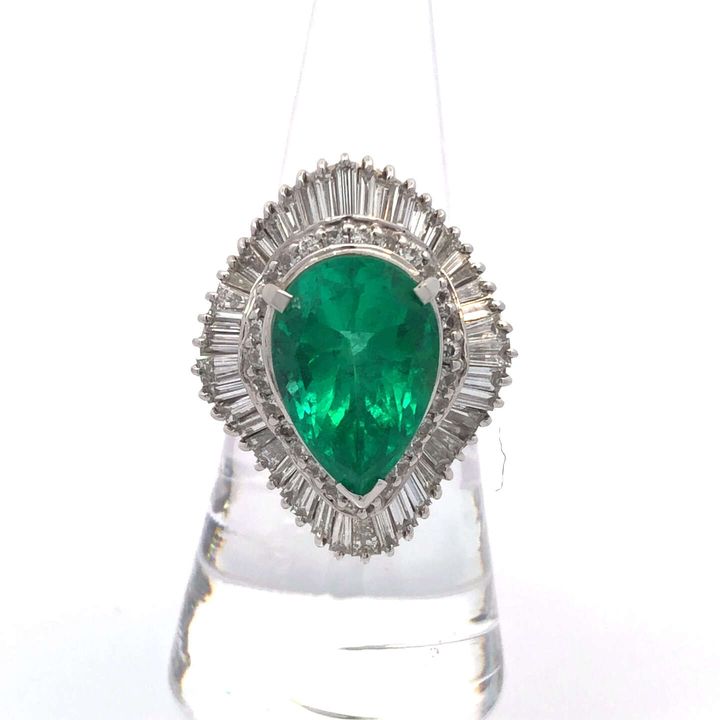 リング Pt900 約12.5号 エメラルド7.86ct ダイヤ2.67ct