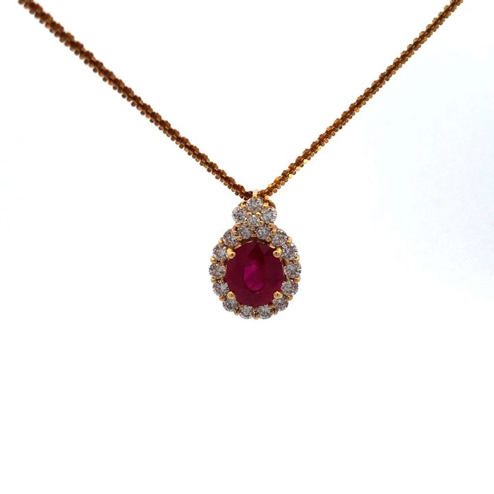ネックレス K18 全長約50.6㎝ ルビー2.02ct ダイヤ0.60ct