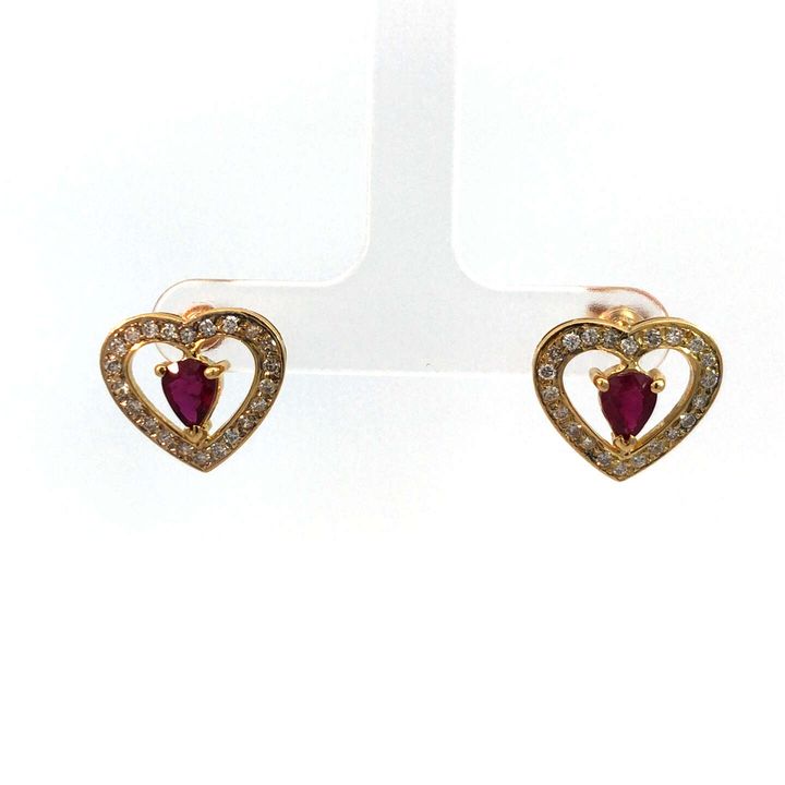 ピアス K18 ルビー0.64/0.64ct ダイヤ0.34/0.34ct