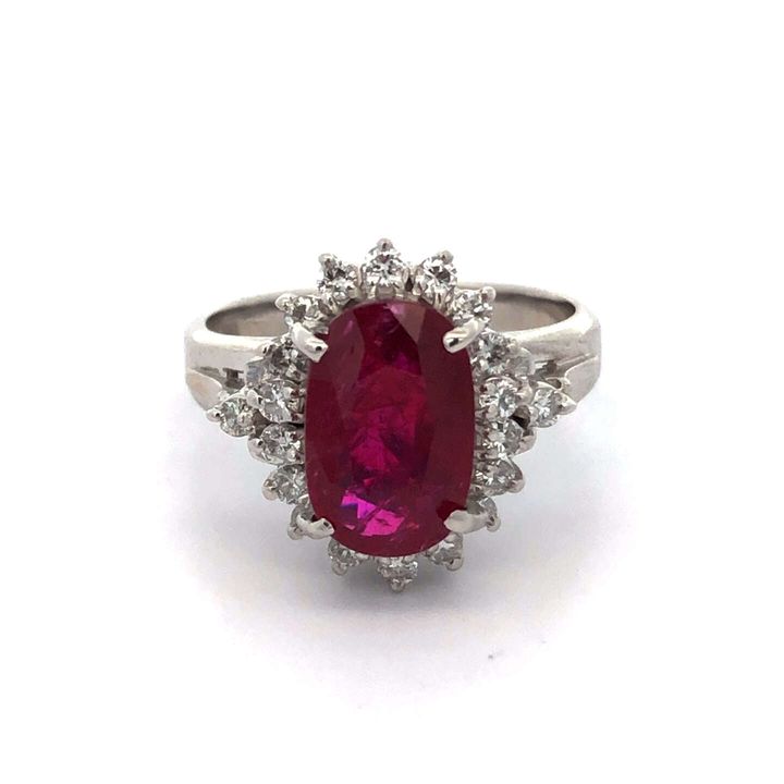 リング Pt900 約9号 ルビー2.17ct ダイヤ0.34ct