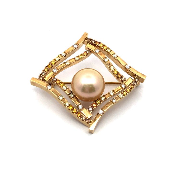 ミキモト ブローチ K18 パール直径約12.1mm ダイヤ1.12ct