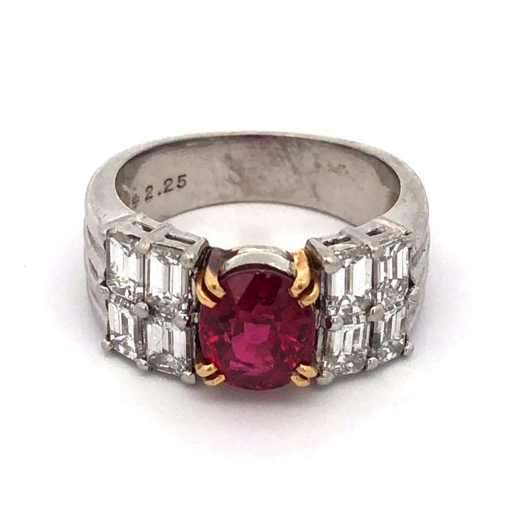 リング Pt900 約12.5号 ルビー2.25ct ダイヤ1.99ct