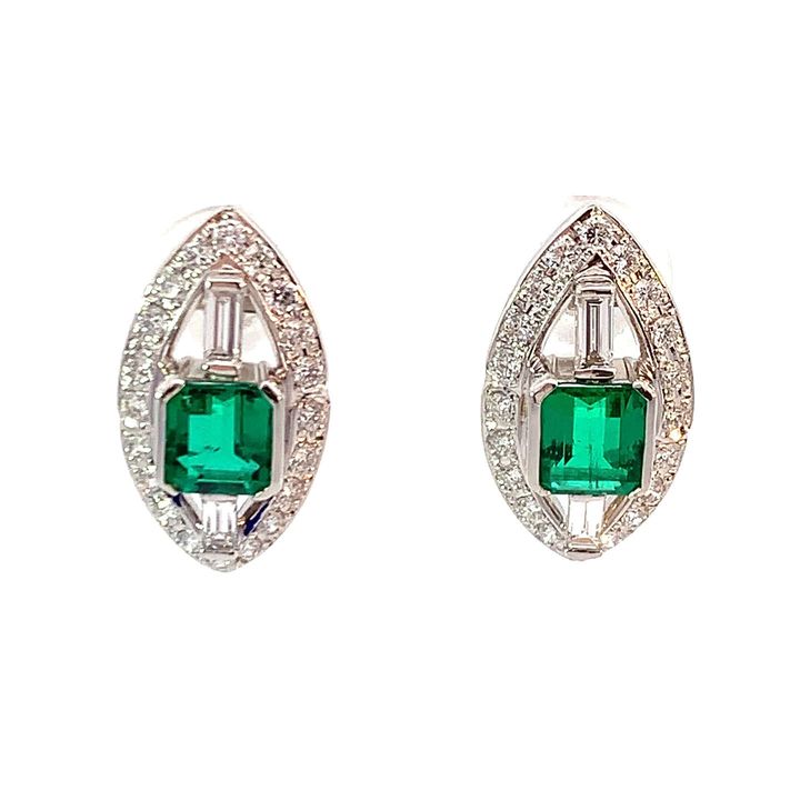 ピアス Pt900 エメラルド0.574/0.683ct ダイヤ0.43/0.43ct