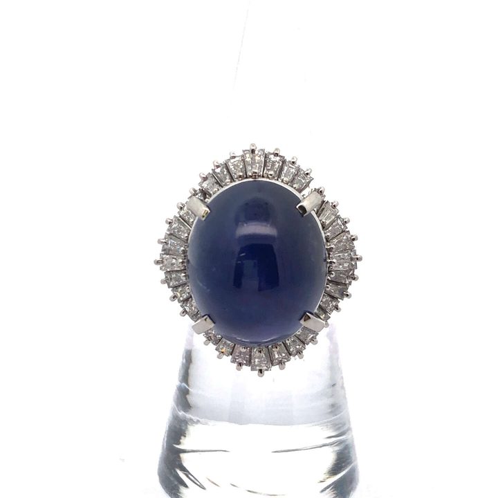 リング P.m850 約11号 スターサファイア45.19ct ダイヤ2.73ct