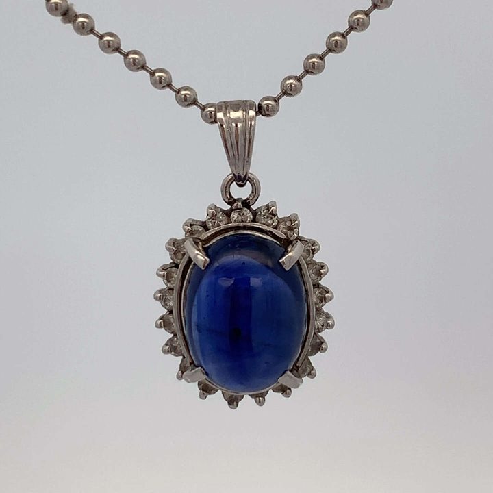 ネックレス Pt900,Pt850 全長約43.0cm ブルーサファイア6.56ct ダイヤ0.36ct