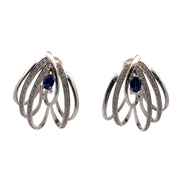 ピアスイヤリング K18WG サファイア1.14ct/1.05ctct ダイヤ0.98ct
